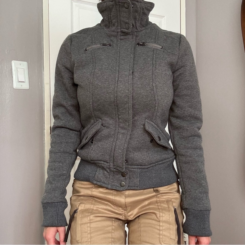Gray High-Collar Jacket